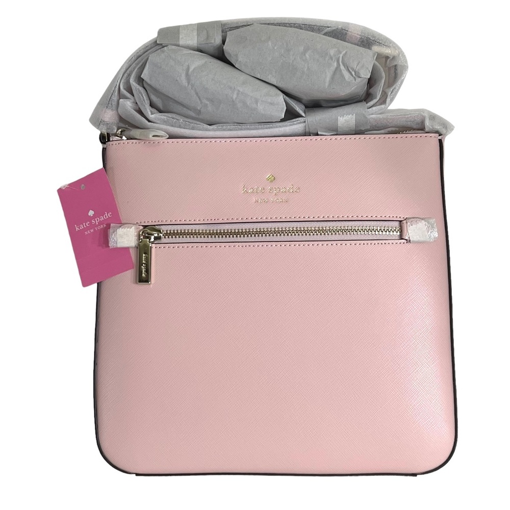 Kate Spade Crossbody Sadie North South Saffiano Leather Chalk Pink Zip Bag - Picture 2 of 12